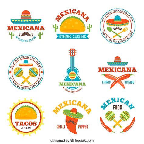 Logotipos De Comida Mexicana Sabrosa Vector Premium