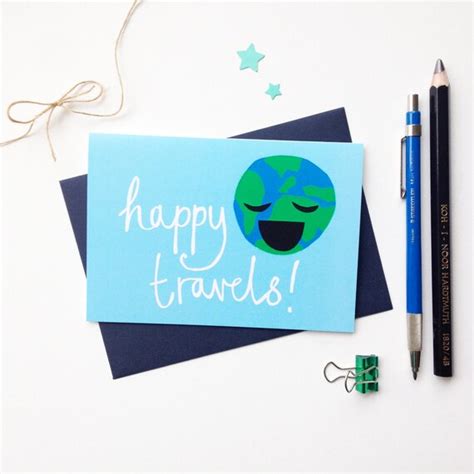 Happy Travels Greetings Card Bon Voyage Card Travelling Etsy