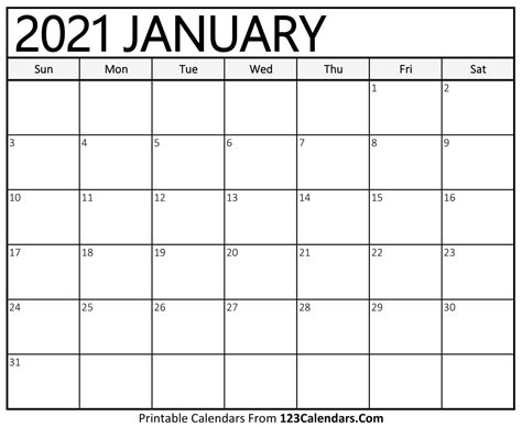 Printable 2021 Printable Blank Calendars To Print Amarelogiallo