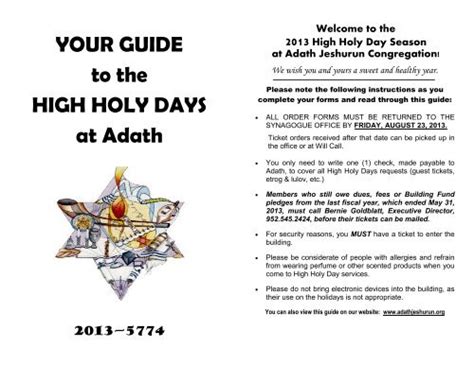 Information Booklet Adath Jeshurun Congregation