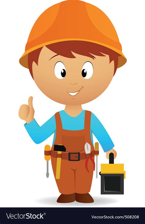 Cartoon Handyman With Tools Belt And Toolbox Vector Image