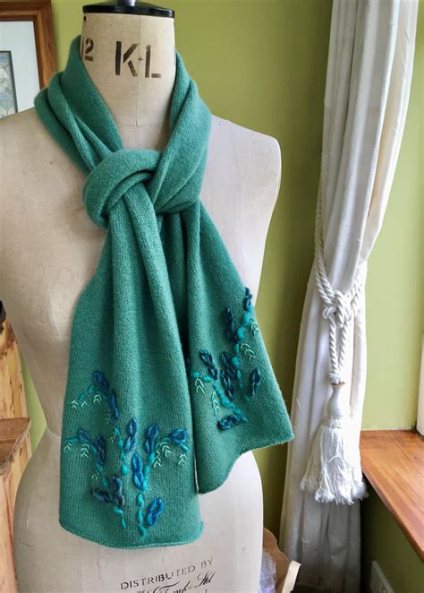 Long Cashmere Scarf With Hand Embroidery Lucy Erridge Adare