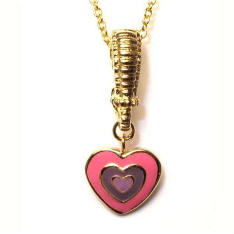 18k Yellow Gold Plated Hot Pink And Purple Enamel Triple Heart Kids