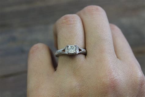 pre owned 14k white gold princess cut diamond vintage engagement ring gili mor