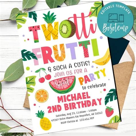 Paper And Party Supplies Paper Invitations Fruit Birthday Invitation