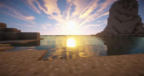 Minecraft Beach Sunset Wallpaper