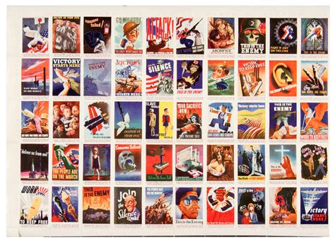 Hakes Wwii Artists For Victory Poster Stamp Sheet Of 50
