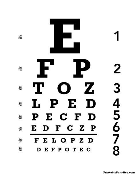 Snellen Eye Chart For Visual Acuity And Color Vision Test Precision