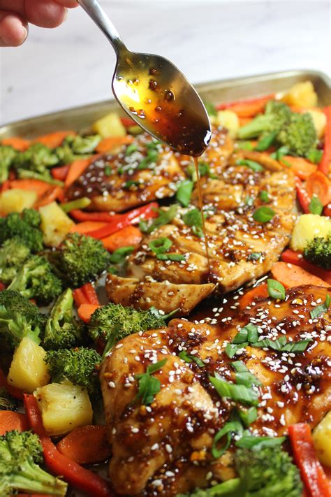 Divide the veggies into 6 individual meal prep containers. One Sheet Pan Sesame Teriyaki Chicken and Veggies - Forks ...