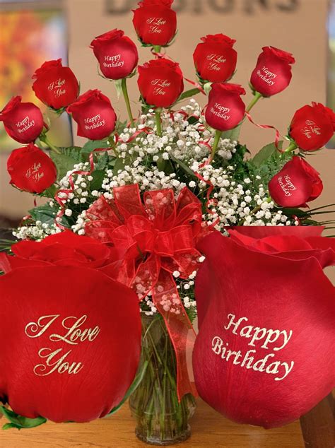 Lv Printed Roses I Love U Happy Bday