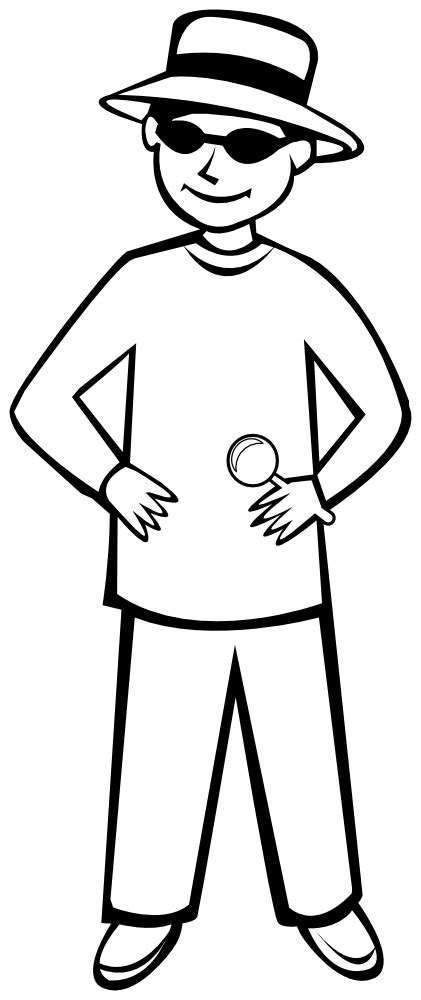 Onlinelabels Clip Art Spy Kid Outline 1