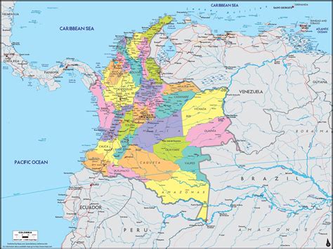 Colombia Political Wall Map