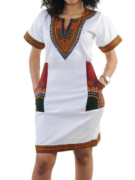 Dashiki Print Tribal Short Sleeve Mini Dress In 2021 Latest African Fashion Dresses African