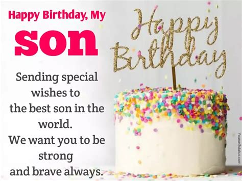 A Birthday Cake With Sprinkles On It And The Words Happy Birthday My Son