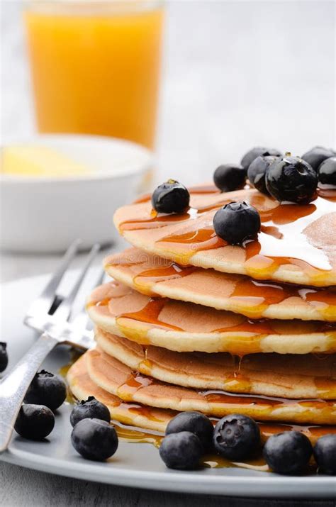 Breakfast Blueberry Pancakes Stock Photo Image Of Blueberries