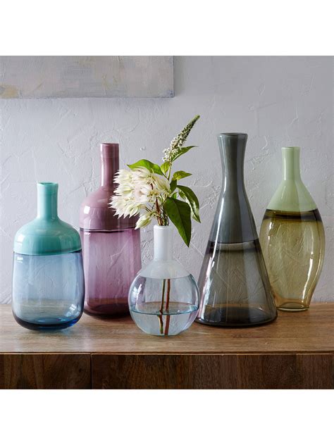 West Elm Vitreluxe Glass Bottle Vase Blue At John Lewis And Partners