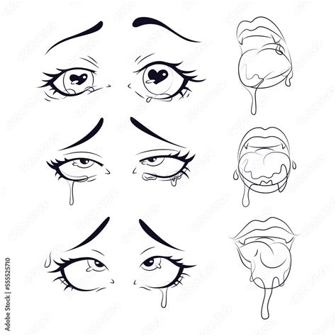 Set Anime Eyes Anime Girl Eyes Anime Style Eyes Mouth In Anime Style