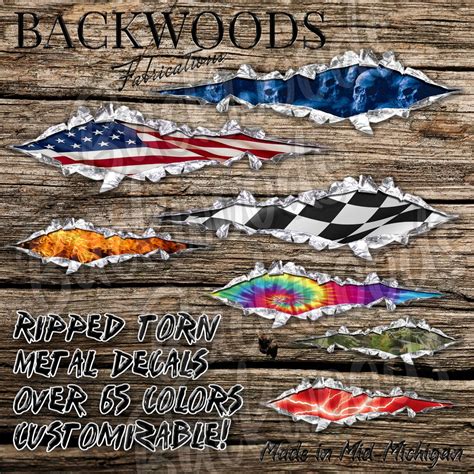 Ripped Torn Metal Graphic Decals 65 Colors For Car Boat Etsy