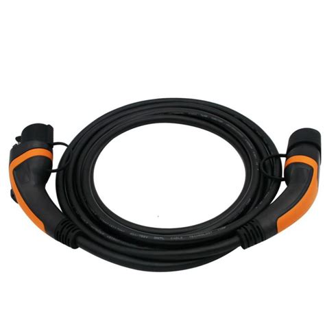 Customized 32a Type 2 To Type 2 Ev Charging Cable With 5m Black Cord