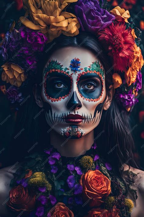 Красивый макияж с Dia De Muertos Face Painting Dia De Muertos или Dia