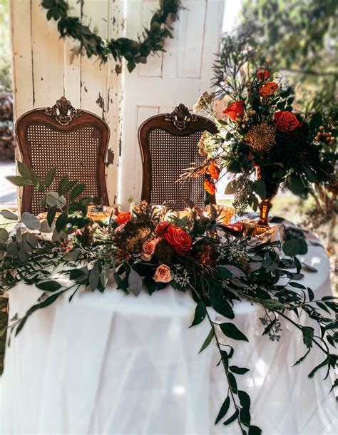 Rustic Outdoor Autumn Wedding Sweetheart Table Sweetheart Table