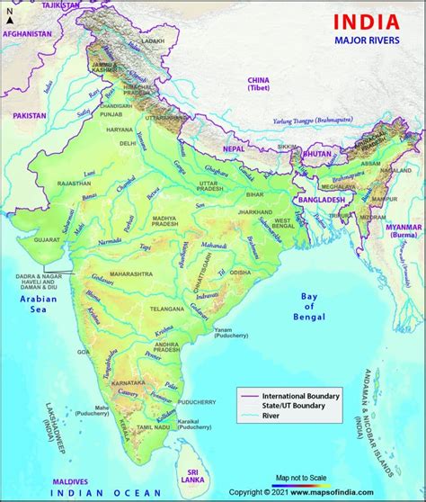 Important Rivers Of India Map