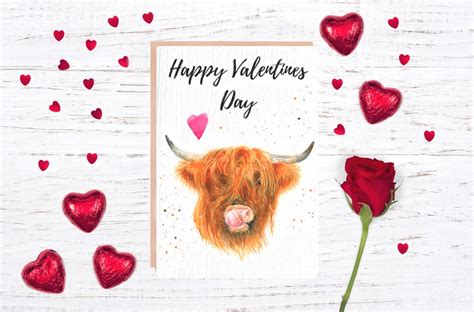 Highland Cow Valentine Card Highland Cow Card Animal Cards Etsy