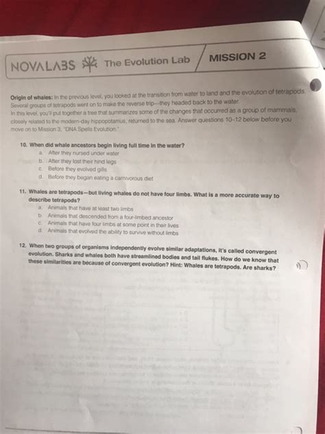 Nova Evolution Lab Worksheet Answers