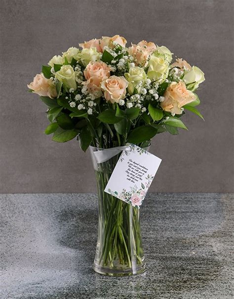 mixed sympathy roses in flair vase hamperlicious