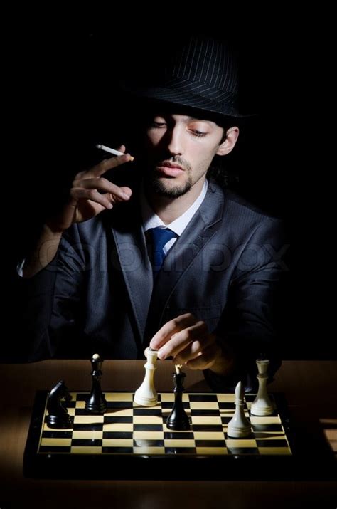 Chess Player Playing His Game Stock Photo Colourbox