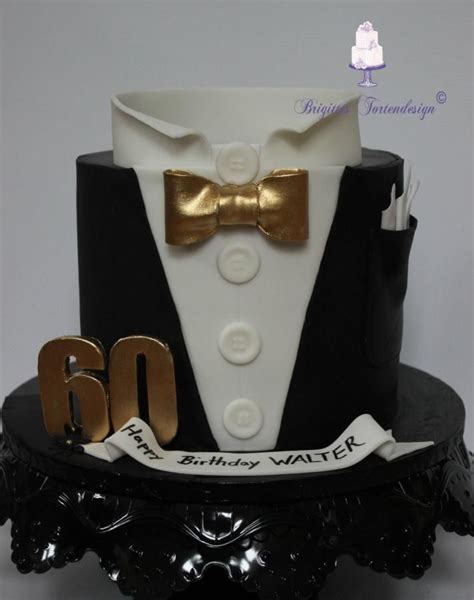 Happy 60th birthday cake with name edit. Dress suit cake 60. Birthday by Brigittes Tortendesign in ...