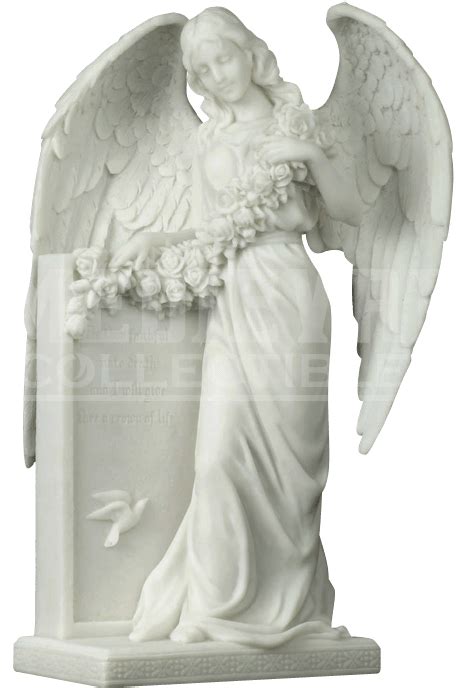 Mourning Angel Holding Flowers At A Tombstone Statue Mourning Cross