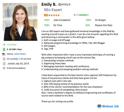 Seo expert resume / biodata / curriculum vitae 1. Freelancer Profile Summary Sample for SEO Expert