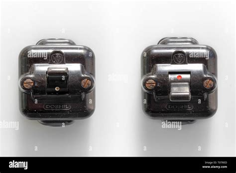Antique Two Switches Position On Off Bakelite Isolated On White