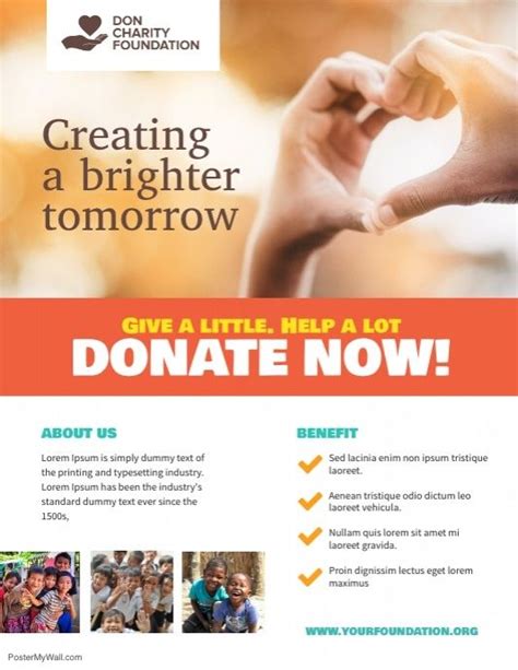 Charity Donation Fundraising Flyer Poster Template Fundraiser Flyer