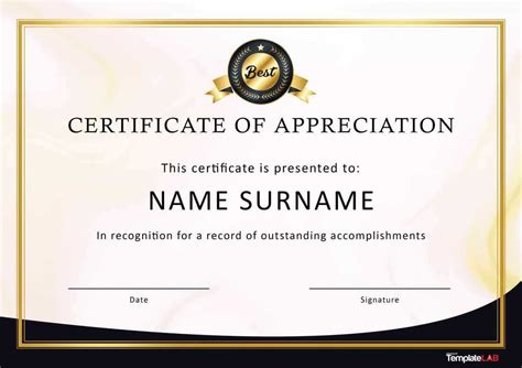 30 Free Certificate Of Appreciation Templates And Letters For Employee