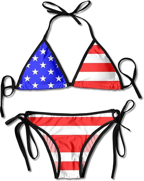 Granbey Usa Flag Bikini American Flags Bathing Suit Sexy America Triangle Bikini Set