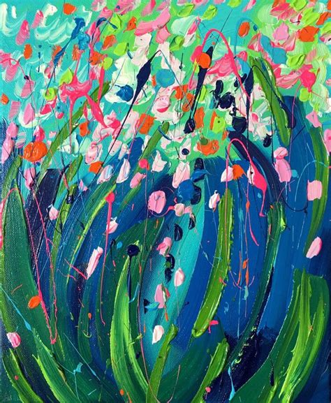 Abstract Nature Acrylic Painting On Canvas Original Wildfloral