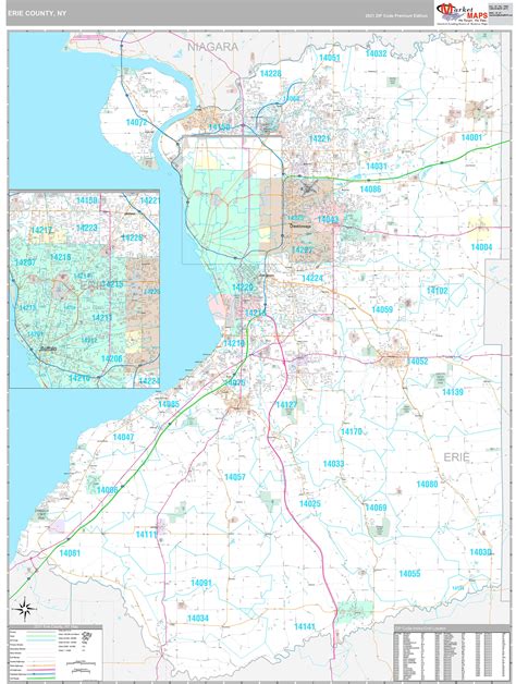 Erie County Wall Map Premium Style