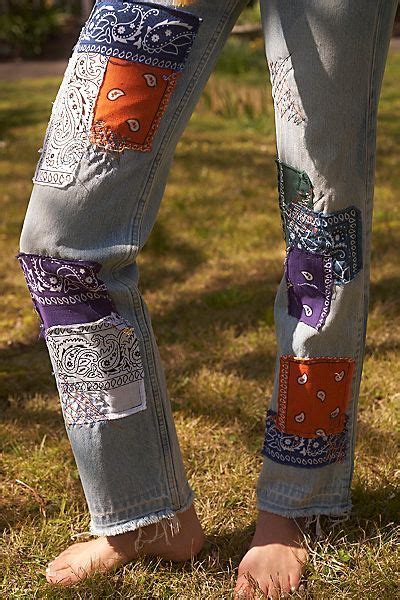 Vintage Patchwork Jeans Boho Jeans Denim Casual Cool Unique