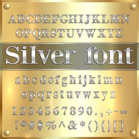 Stx, 0000 0010, 02, 2. Silver font alphabet with number vector 01 free download