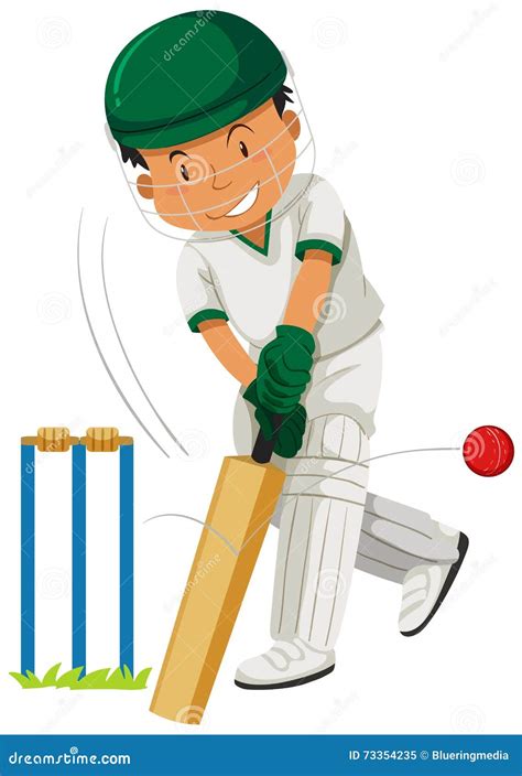 Joueur Dhomme Jouant Le Cricket Illustration De Vecteur Illustration