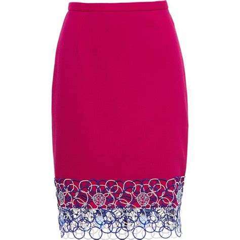 Peter Pilotto Wool Crepe Skirt With Embroidered Hem Fashion Wool