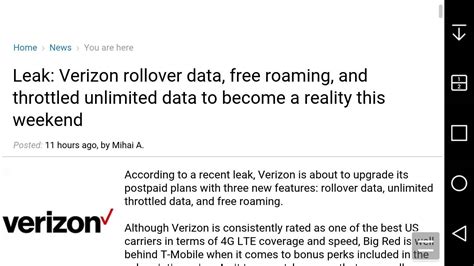 Verizon Postpaid To Add Rollover Data Free Roaming And Unlimited