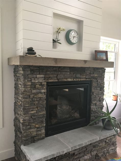 Nov 11 2019 Stacked Stone With An Aged Cedar Mantle And