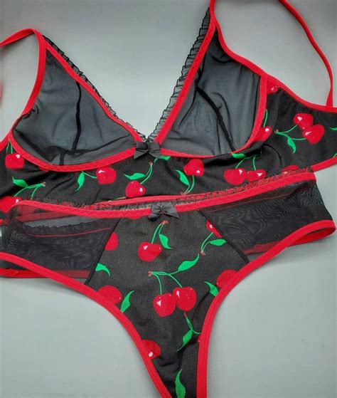 Sexy Sheer Cherry Printed Panties Stripper Thong Cherry Etsy