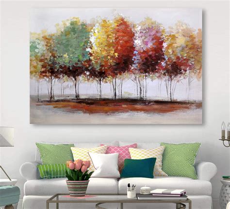 Tree Canvas Prints Wall Art For Home Decor Large Colorful Trees Branches Oil Paintings Hand