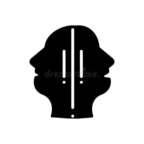 Black Solid Icon For Two Faced Doublehanded And Tongued Stock Vector
