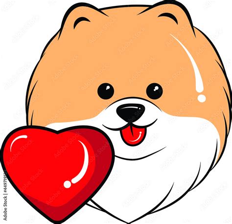 Vector Illustration Of Cute Cartoon Character Pomeranian Dog Puppy With