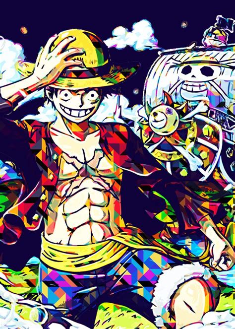Luffy Abstract Popart Poster By Lost Boys Dsgn Displate Anime